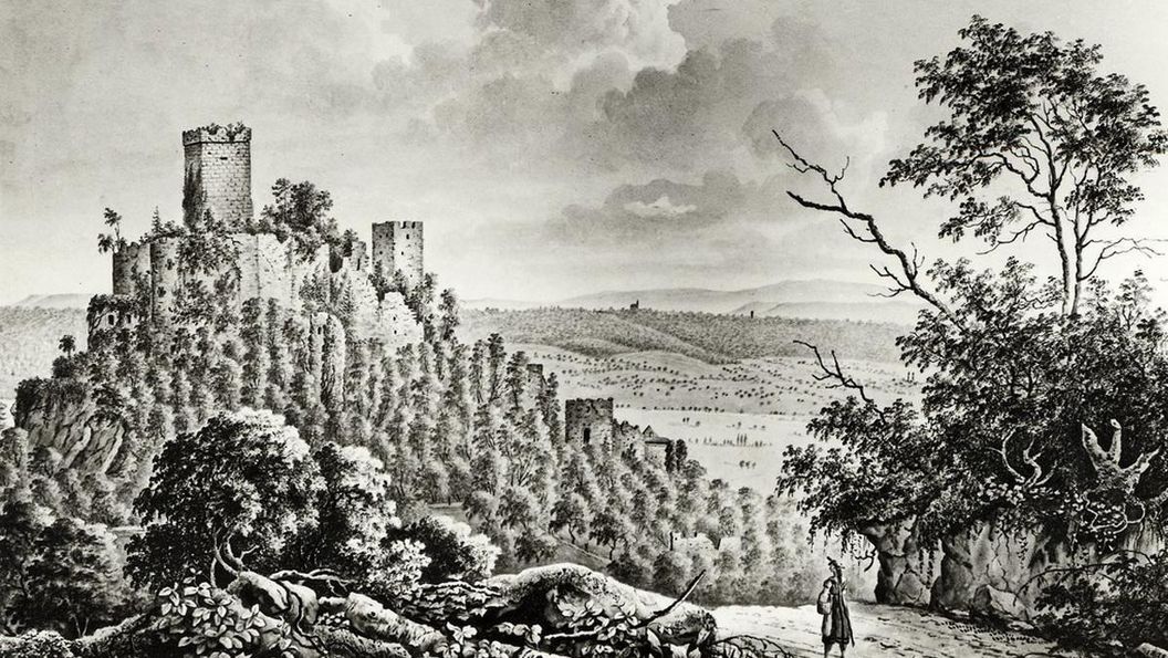 Burg Rötteln, Lithografie nach einer Zeichnung von Maximilian Ring, 1828