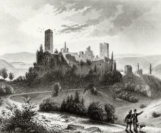 Burg Rötteln, Stahlstich aus Joseph Bader: "Badenia oder das badische Land und Volk", 1844
