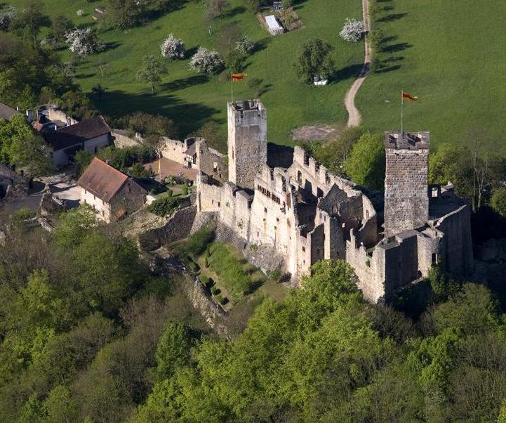 Luftansicht der Burg Rötteln