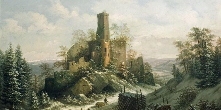 Burg Rötteln, Lithografie von A.Merian, 1828