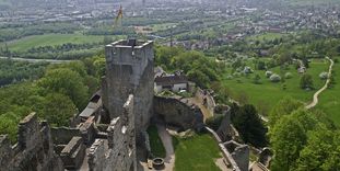 Luftansicht von Burg Rötteln