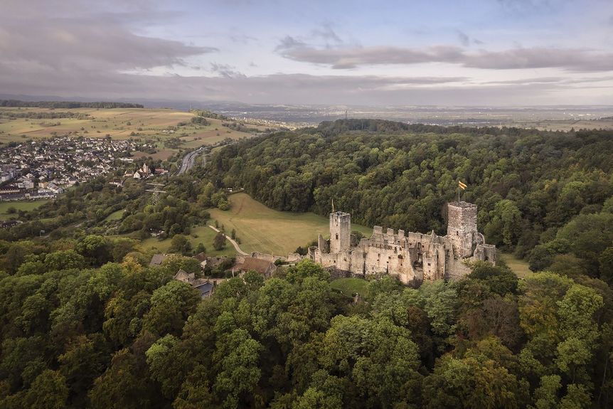 Burg Rötteln, außen, Luftaufnahme